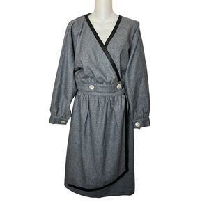 Vintage ILGWU Union Made 2 Pc Short Jacket & Skirt Set size XS/￼S Gray Wool